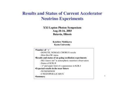 Fermilab / Neutrinos / Dark matter / Neutrino oscillation / Standard Model / MiniBooNE / Liquid Scintillator Neutrino Detector / Neutrino / K2K experiment / Physics / Particle physics / Leptons