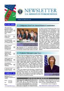 IN THIS ISSUE USA and Turkmenistan Extend Narcotics Control and Law Enforcement Cooperation  k