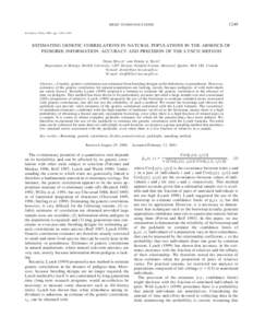 1249  BRIEF COMMUNICATIONS Evolution, 55(6), 2001, pp. 1249–1255  ESTIMATING GENETIC CORRELATIONS IN NATURAL POPULATIONS IN THE ABSENCE OF