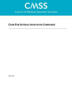 CODE FOR INTERACTIONS WITH COMPANIES  April 2015 Table of Contents I. Preamble ...................................................................................................................................... 1