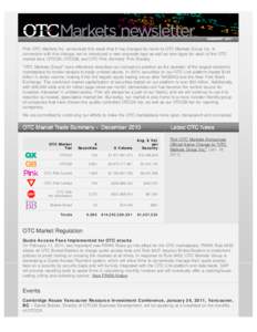 OTC Markets Newsletter - January 2011