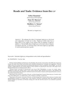 Roads and Trade: Evidence from the US