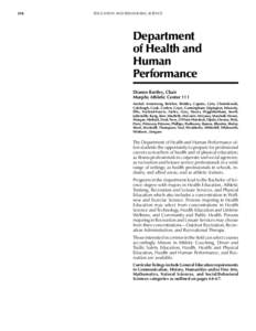 216    Health and Human Performance	  EDUCATION AND BEHAVIORAL SCIENCE Department of Health and