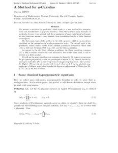 Q-analogs / Orthogonal polynomials / Mathematical series / Ordinary differential equations / Hypergeometric functions / Basic hypergeometric series / Generalized hypergeometric function / Q-Laguerre polynomials / Q-Pochhammer symbol / Mathematical analysis / Mathematics / Special functions