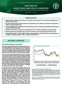 FAO Regional Office for Asia and the Pacific  ASIA PACIFIC FOOD PRICE AND POLICY MONITOR August[removed]Issue 13