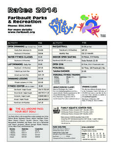 Rates 2014 Faribault Parks & Recreation Phone: [removed]