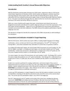 Understanding North Carolina’s Annual Measurable Objectives Introduction With the Elementary and Secondary Education Act (ESEA) waiver, approved on May 31, 2012 by the United States Department of Education (USED), Nort