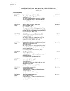 BA[removed]ADMINISTRATIVE ACTION MINUTES BY THE STATE BUDGET AGENCY June 27, 2000 CONSTRUCTION[removed]