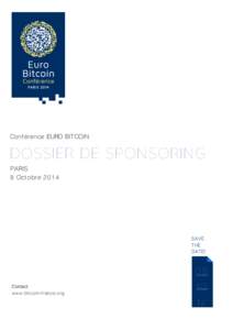 Conf érence EURO BITCOIN  DOSSIER DE SPON SORIN G PARIS 8 Oct obre