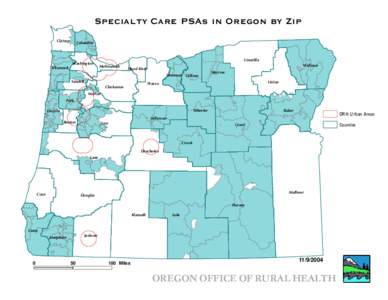 Specialty Care PSAs in Oregon by Zip Clatsop Tillamook  Columbia