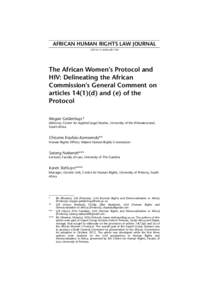 AFRICAN HUMAN RIGHTS LAW JOURNALAHRLJThe African Women’s Protocol and HIV: Delineating the African Commission’s General Comment on
