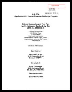 Robust Summaries & Test Plan: cyclohexane, oxidezed, aq. ext.; Revised Test Plan