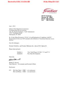 Received by IURC[removed]BD   30-day Filing ID # 3167   
