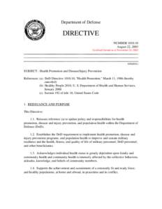 DoD Directive[removed], August 22, 2003; Certified Current as of November 24, 2003