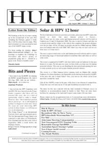 July-August[removed]Volume 3 - Issue 4  Letter from the Editor Solar & HPV 12 hour