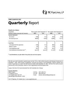 Business / TC PipeLines / Gas Transmission Northwest / TransCanada Corporation / Northern Border Pipeline / Income statement / TransCanada pipeline / Cash flow statement / Balance sheet / Accountancy / Financial statements / Finance