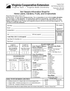 Virginia Tech Soil Testing Laboratory Publication[removed]Revised[removed]Soil Sample Information Sheet for