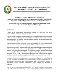 THE PERMANENT MISSION OF THE REPUBLIC OF AZERBAIJAN TO THE UNITED NATIONS 866 United Nations Plaza, Suite 560, New York, N.Y[removed], Tel.: ([removed]Fax: ([removed]29th Special Session of the General Assembly 