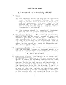 RULES OF THE SENATE[removed]Procedural and Parliamentary Authority