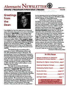 Alumnae/ni  NEWSLETTER University of Massachusetts Amherst School of Education