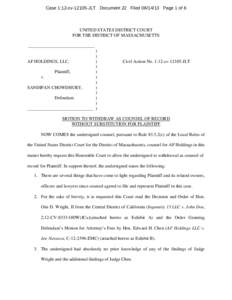 Case 1:12-cvJLT Document 22 FiledPage 1 of 6  UNITED STATES DISTRICT COURT FOR THE DISTRICT OF MASSACHUSETTS _____________________________ )