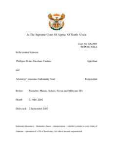 In The Supreme Court Of Appeal Of South Africa Case No[removed]REPORTABLE In the matter between  Phillipus Petrus Nicolaas Coetzee