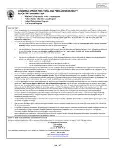 DISCHARGE APPLICATION: TOTAL AND PERMANENT DISABILITY