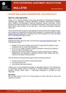 NTPS ENTERPRISE AGREEMENT NEGOTIATIONS  BULLETIN www.ocpe.nt.gov.au