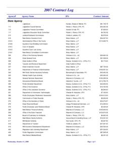 2007 Contract Log Agency# Agency Name  IPA