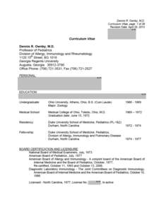 Dennis R. Ownby, M.D. Curriculum Vitae, page 3 of 29 Service to Department of Pediatrics, Medical College of Georgia Director of Allergy and Immunology Training Program, [removed]Resident Journal Club, preceptor, 1999