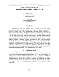 Wetlands Regional Monitoring Program PlanPart 2: Data Collection Protocols Sedimentation-Erosion Tables  Data Collection Protocol