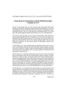 SOAS Bulletin of Burma Research, Vol. 3, No. 1, Spring 2005, ISSN[removed]Treaty Between Alaung-hpaya and the British East India