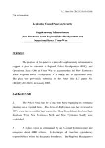 LC Paper No. CB[removed])  For information Legislative Council Panel on Security