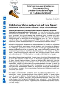 Interkommunaler Arbeitskreis „Dichtheitsprüfung privater Abwasserleitungen im Hochsauerlandkreis“ Meschede, 