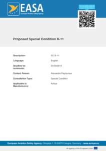 Proposed Special Condition B-11  Description: SC B-11
