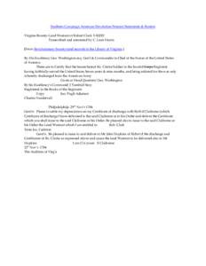 Southern Campaign American Revolution Pension Statements & Rosters Virginia Bounty-Land Warrant of Robert Clark VAS282 Transcribed and annotated by C. Leon Harris [From Revolutionary bounty-land records in the Library of