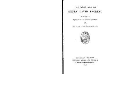 THE WRITINGS OF  HENRY DAVID THOREAU JOURNAL EDITED BY BRADFORD TORREY VII