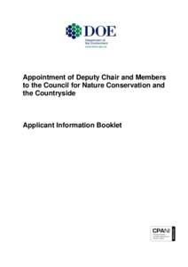 Appointment of Deputy Chair and Members to the Council for Nature Conservation and the Countryside Applicant Information Booklet