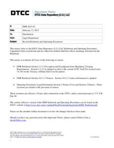Important Notice DTCC Data Repository (U.S.) LLC #:  DDR[removed]