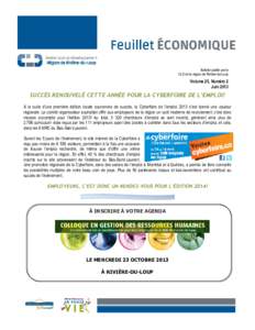 Bulletin publié par le CLD de la région de Rivière-du-Loup Volume 25, Numéro 2 Juin 2013