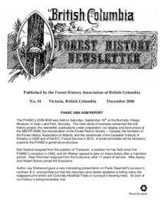 Published by the Forest History Association of British Columbia No. 81