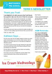 WHITCHURCH PRE-SCHOOL A GREAT START FOR YOUR CHILD  TERM 5 NEWSLETTER