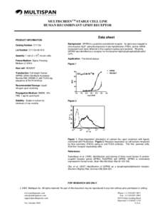 MULTISCREENTM STABLE CELL LINE HUMAN RECOMBINANT GPR55 RECEPTOR Data sheet PRODUCT INFORMATION Catalog Number: C1113b