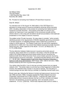 Legal Opinion Letter[removed]Process for Converting from Federal to Private Share Insurance