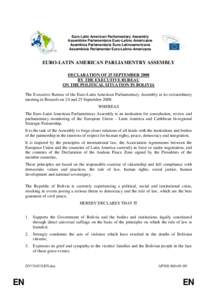 Euro-Latin American Parliamentary Assembly Assemblée Parlementaire Euro-Latino Américaine Asamblea Parlamentaria Euro-Latinoamericana Assembleia Parlamentar Euro-Latino-Americana  EURO-LATIN AMERICAN PARLIAMENTRY ASSEM