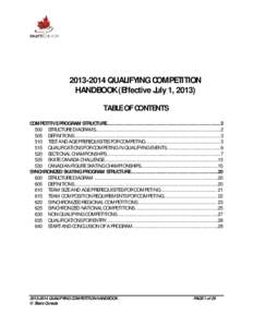 [removed]QUALIFYING COMPETITION HANDBOOK (Effective July 1, 2013) TABLE OF CONTENTS COMPETITIVE PROGRAM STRUCTURE ........................................................................................2 500 STRUCTURE D