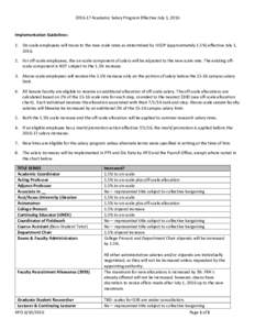 Academic Salary Program Effective July 1, 2016 Implementation Guidelines: 1. On-scale employees will move to the new scale rates as determined by UCOP (approximately 1.5%) effective July 1, For off-scale