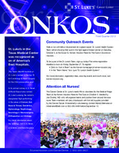 ONKOS  Third Quarter 2013 Community Outreach Events