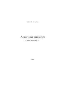 Gabriela Ciuprina  Algoritmi numerici