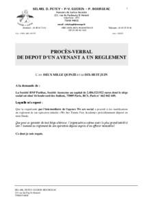 SELARL D. PETEY – P-V. GUERIN – P. BOURGEAC  1 Huissiers de Justice Associés 221, rue du Faubourg St Honoré